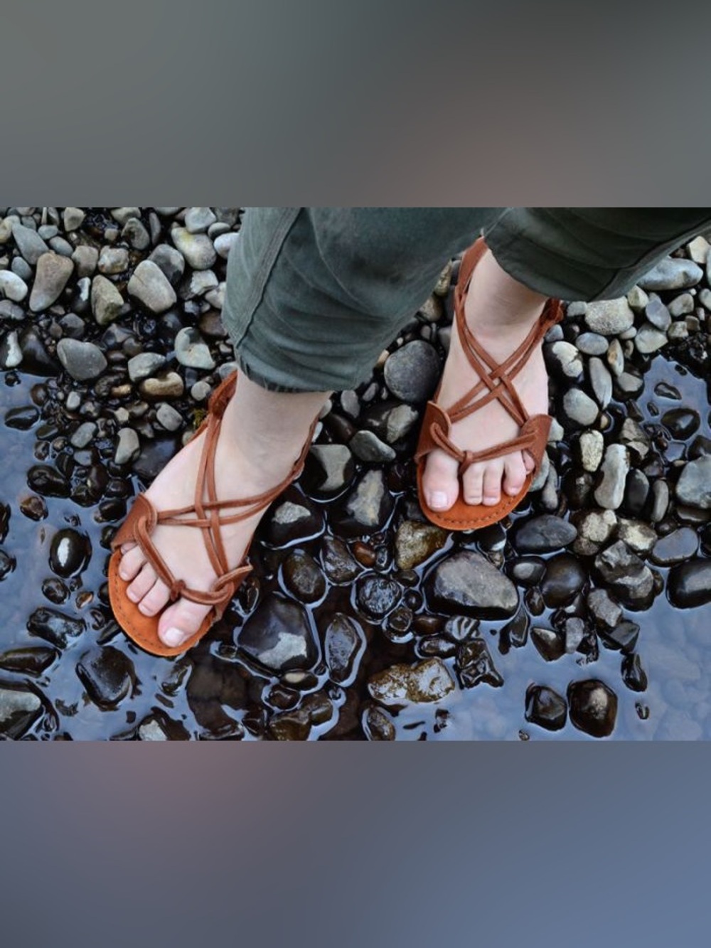 Nativearth Sedona Leather Sandals Unisex Size 6 (W 7.5) Brown Barefoot Boho US